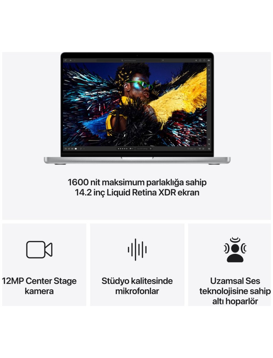 Apple MacBook Pro M4 16GB 512GB SSD macOS 14" Taşınabilir Bilgisayar Gümüş MW2W3TU/A