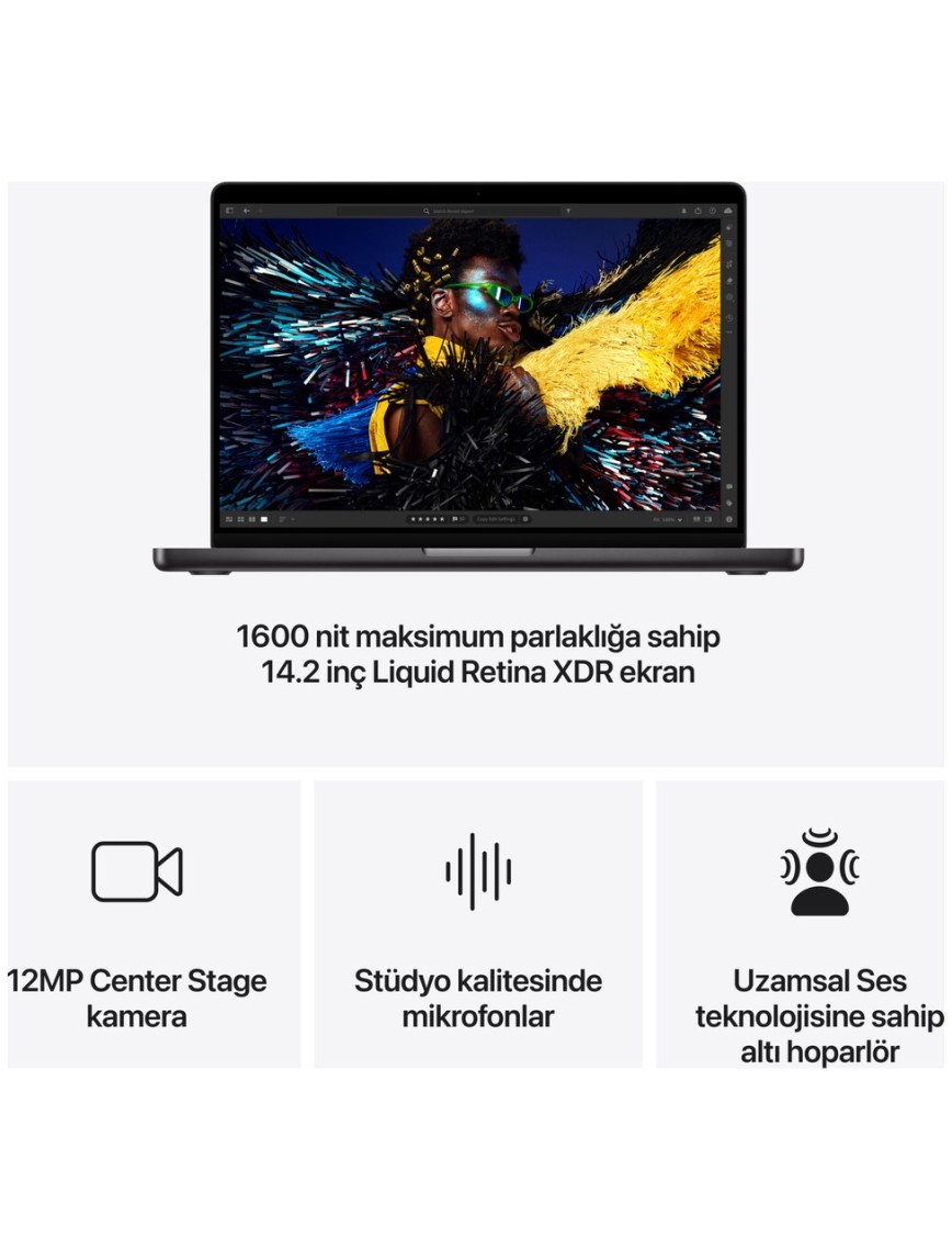 Apple MacBook Pro M4 16GB 512GB SSD macOS 14" Taşınabilir Bilgisayar Uzay Siyahı MW2U3TU/A