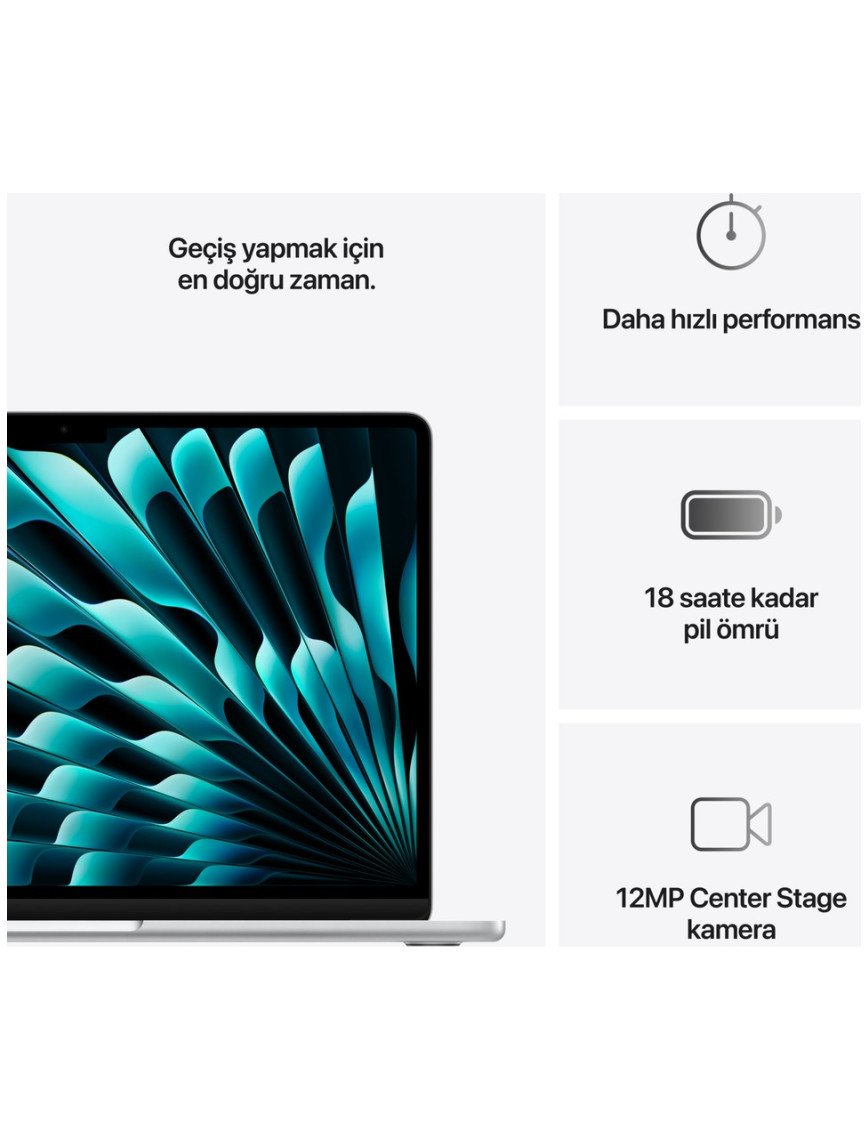 Apple MacBook Air M4 24GB 512GB SSD macOS 13" Taşınabilir Bilgisayar Gümüş MC654TU/A